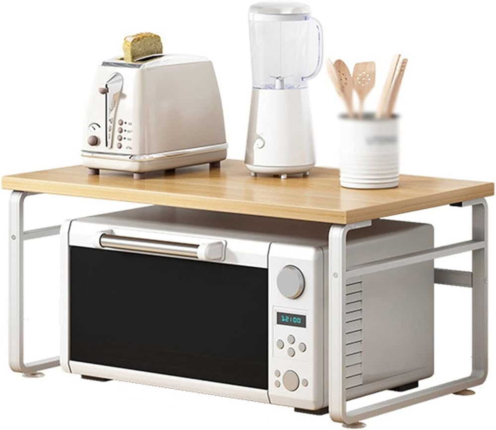 Metal Microwave Shelf Countertop,Expandable Microwave Oven Rack, Toaster Stand Shelf 2-Tier,Kitchen Supplies Tableware Storage Counter Organizer Rack Space Saver Dish Rack,58 * 30 * 22cm