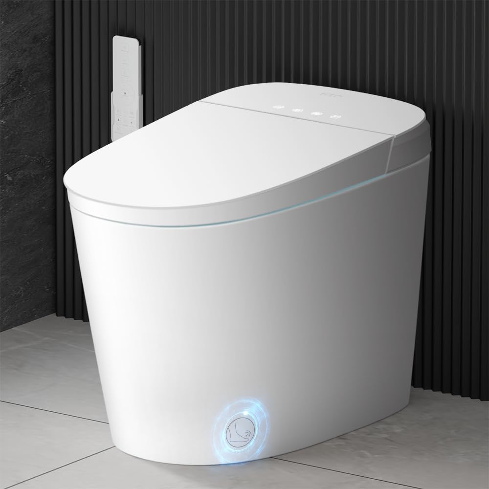 Smart Toilet Bidet with Tank Built In,Auto Open Close Lid,ADA Comfort Height,Dual Auto Flush,Foot Sensor Operation,Heated seat,LED Display,Modern Elongated One Piece Bidet Toilets Combo U8PRO