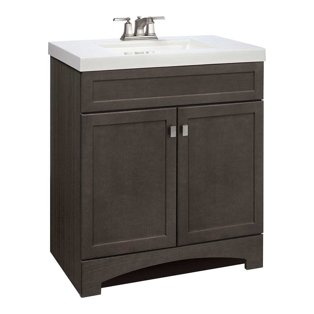 Style Selections Drayden 30-in Heirloom Single Sink Bathroom Vanity with White Cultured Marble Top