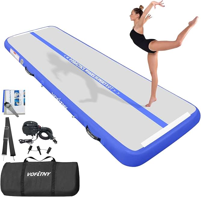 VOFiTNY All Purpose Gymnastics Mat 6.6/10/13/16/20 ft Sturdy Inflatable Tumble Track for Home/Gym