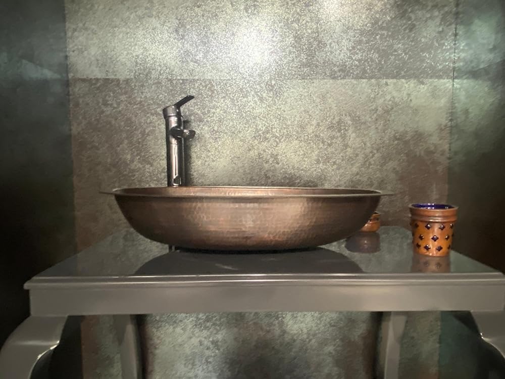 Pure Copper Hand Hammered European Style Single Oval Kitchen Bathroom Sink (25 Inches)