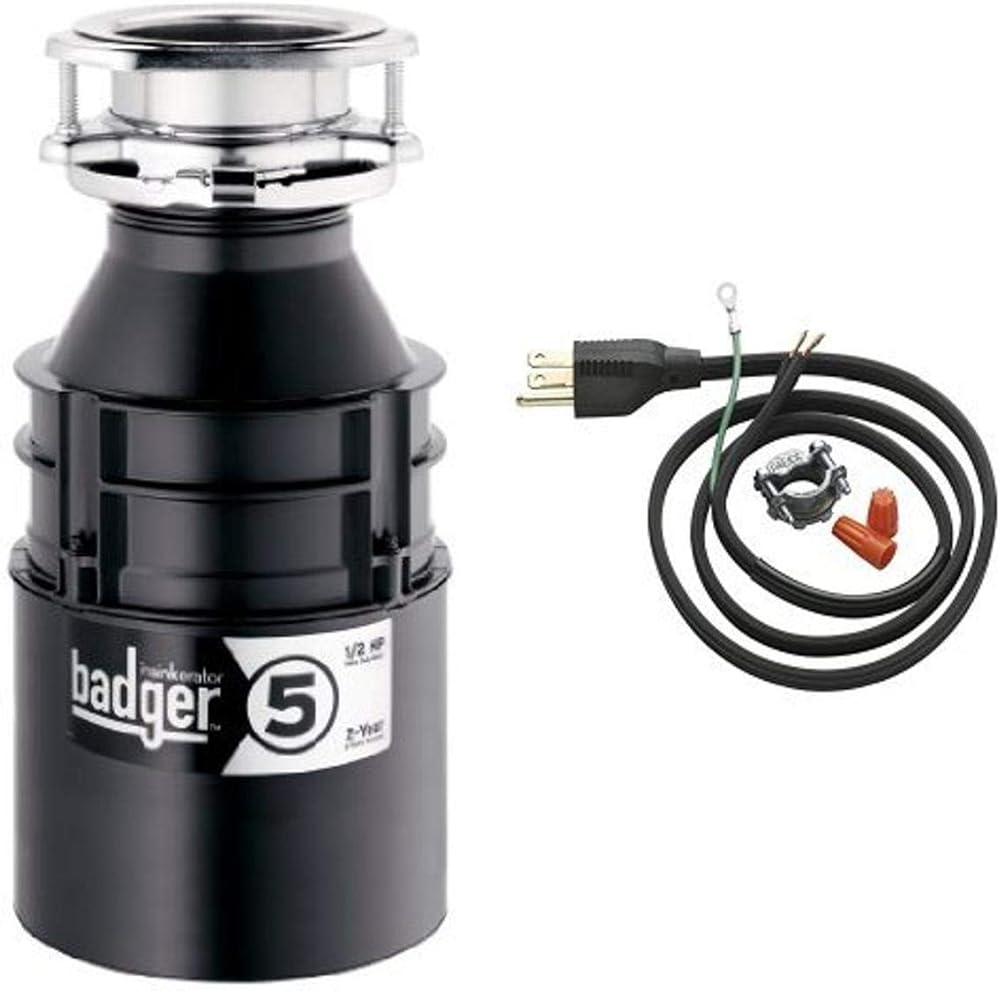 InSinkErator Badger 5 1/2 HP Food Waste Disposer and Power Cord Kit