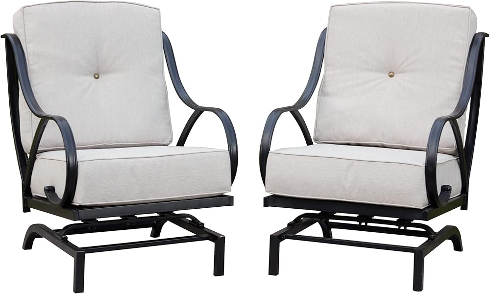 LOKATSE HOME Outdoor 2 Piece Patio Chairs Conversation Set Metal Frame Furniture with Cushion, Beige