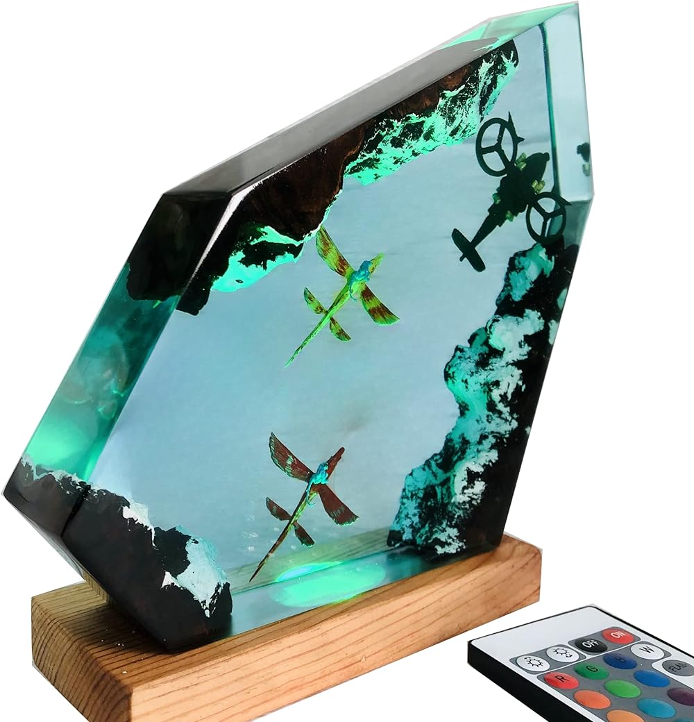 Jake Sully rides Skimwing vs Helicoptor Avatar Lamp, Avatar 2 Way of the Water Wood Resin Lamp, Ocean Diorama, Sea World Lamp, Lamp Decorations Marine Art Night Light Desk Lamp (10x10 inch)