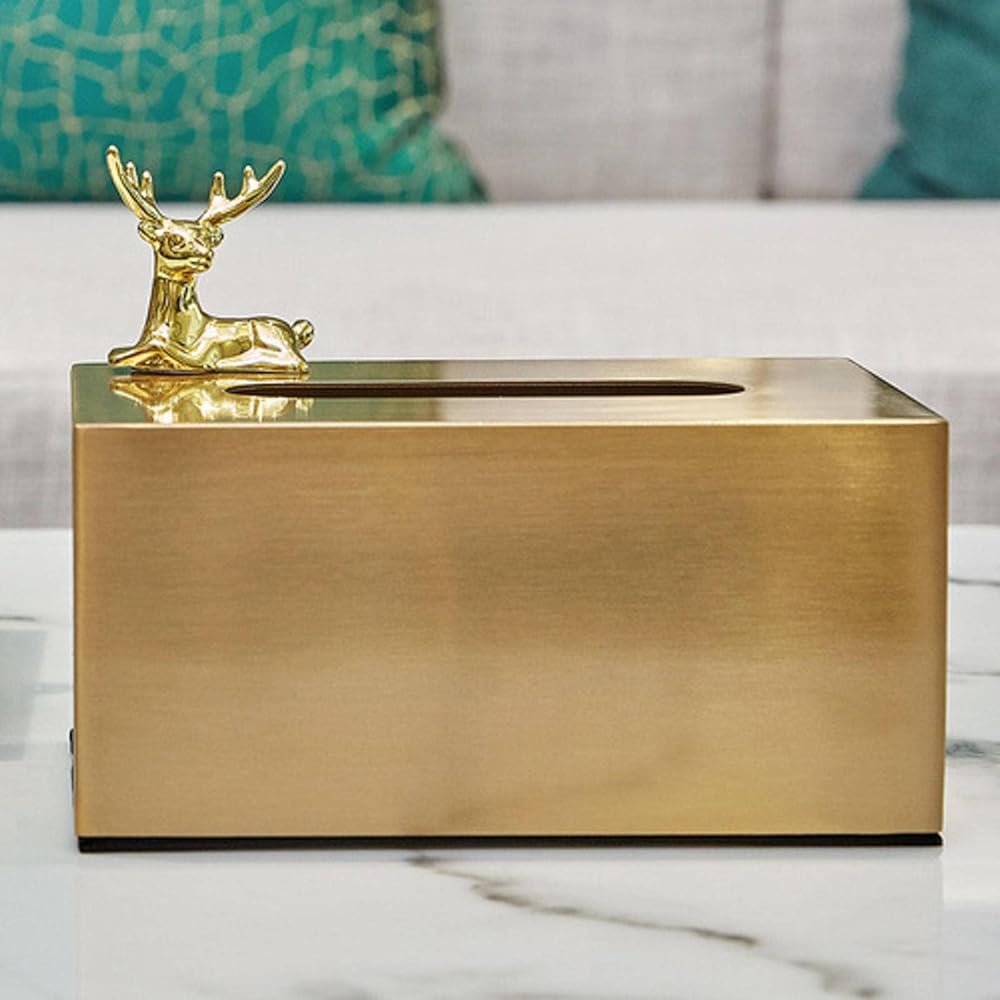 NC European Luxury Brass Color Tissue Box Creative Geometric Animal Seat Type Storage Tissue Canister Living Room Modern Home Decor