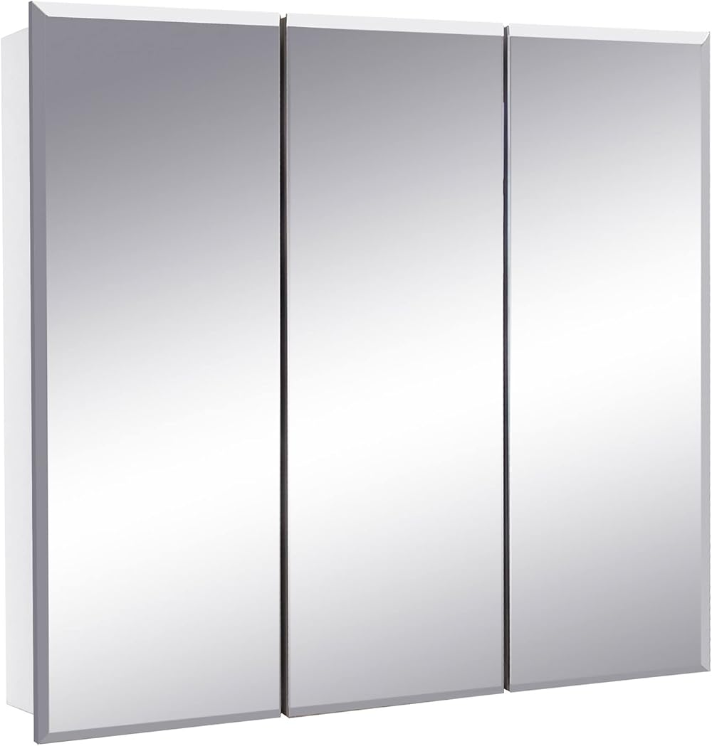 Design House Cyprus Medicine Durable Pre-Assembled Bathroom Wall Cabinet w/Frameless Mirrored Doors, 30.4