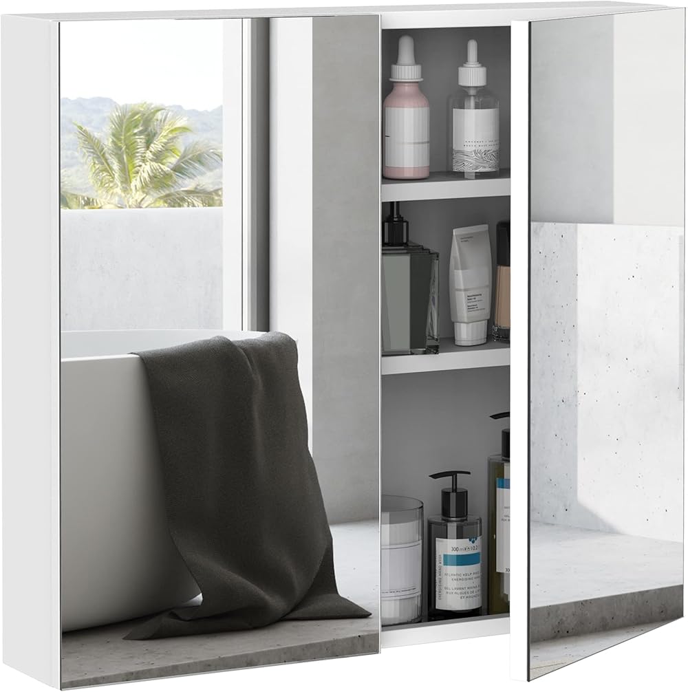 kleankin Bathroom Mirrored Cabinet, 24