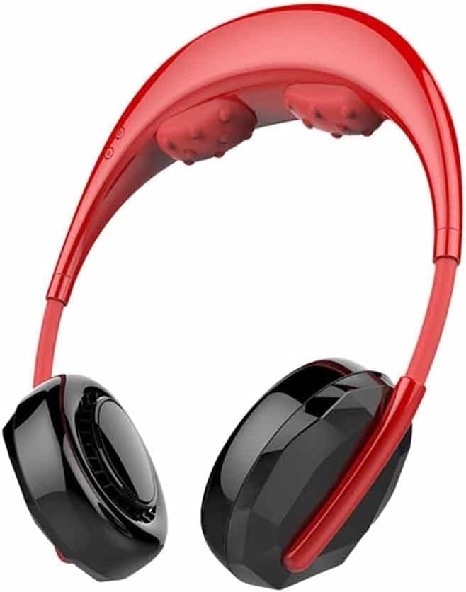 USB Leafless Hanging Neck Fans Portable Rechargeable Massage Fan Portable Low Noise Around The Neck Fashion Fan，Easy to Carry (Color : Black)