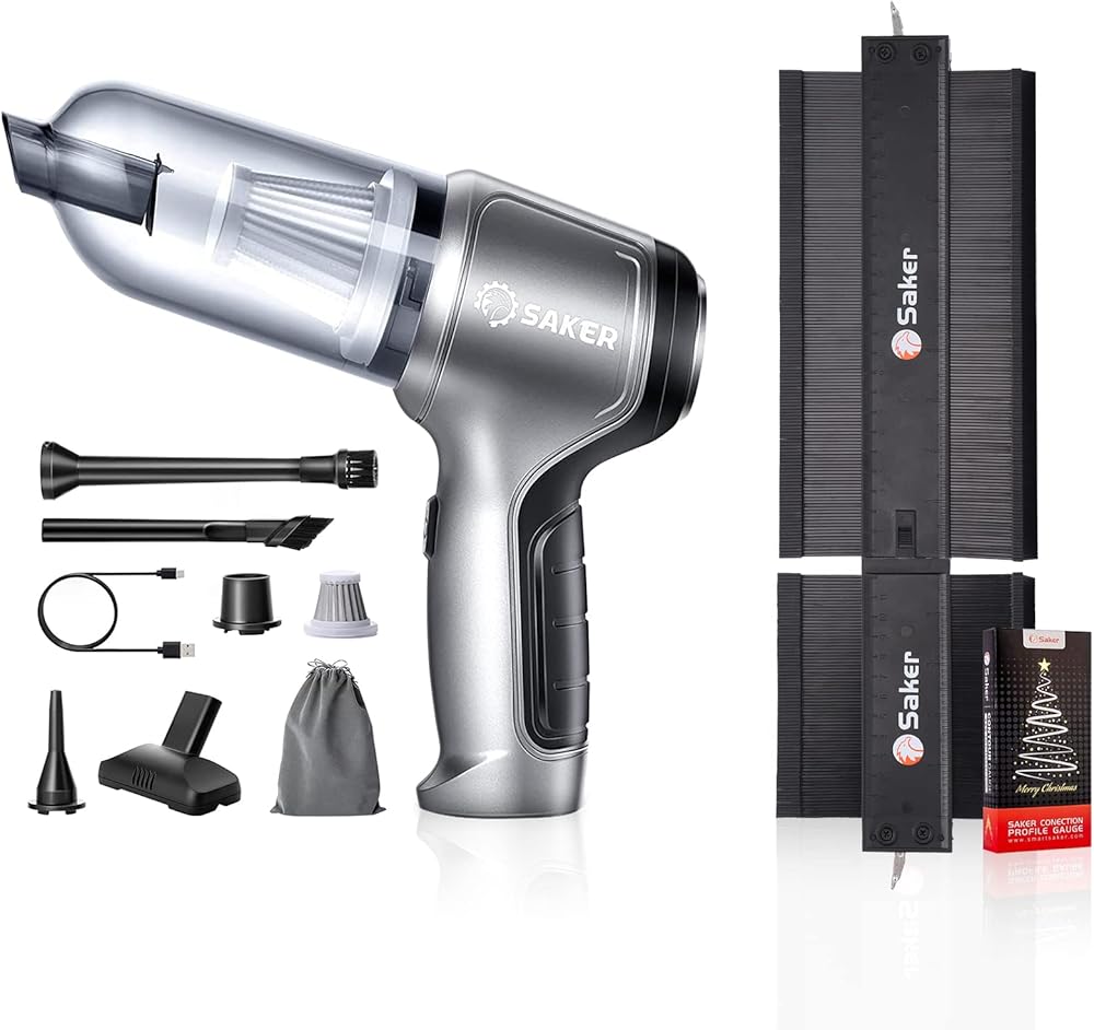 Saker Mini Vacuum Cleaner for Car,3 in 1 Keyboard Vacuum Cleaner Wireless Handheld Connection Profile Gauge