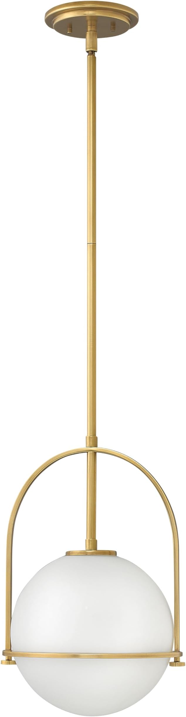 Hinkley Somerset 3407HB Small Pendant Light - Adjustable Height, for Even or Sloped Ceilings, Etched Opal Globe, Vintage Chic - Heritage Brass