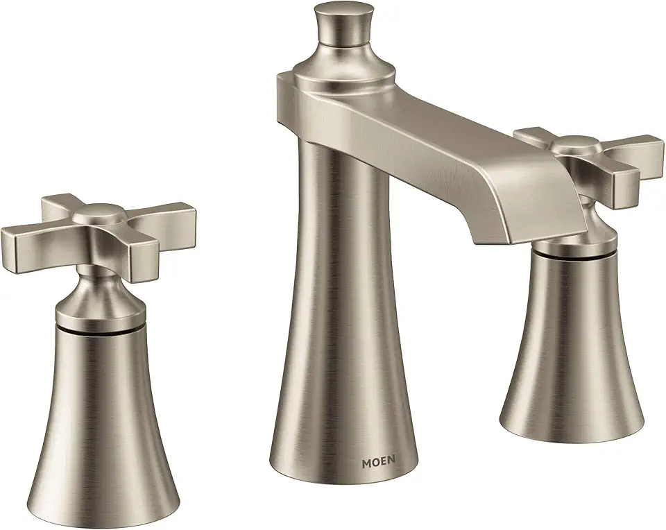 TS6985BN Flara Two-Handle 8 in. Widespread Cross Handle Bathroom Faucet Trim Kit, Valve Required, Brushed Nickel