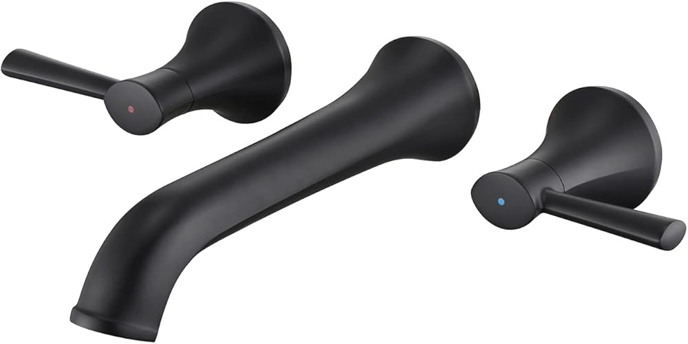 Tub Faucet Wall Mount Roman Tub Filler Black Brass Bathtub Faucets with 2 Handles