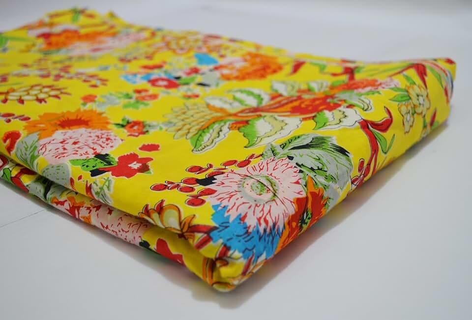 Scrren Print Dressmaking by The Yard Fabric 100% Cotton Floral Print Fabric for Sewing Crafting Ethnic Running Natural Dye Sanganeri Indian Fabric by The Yard 501 (50 Yard pre Cut)