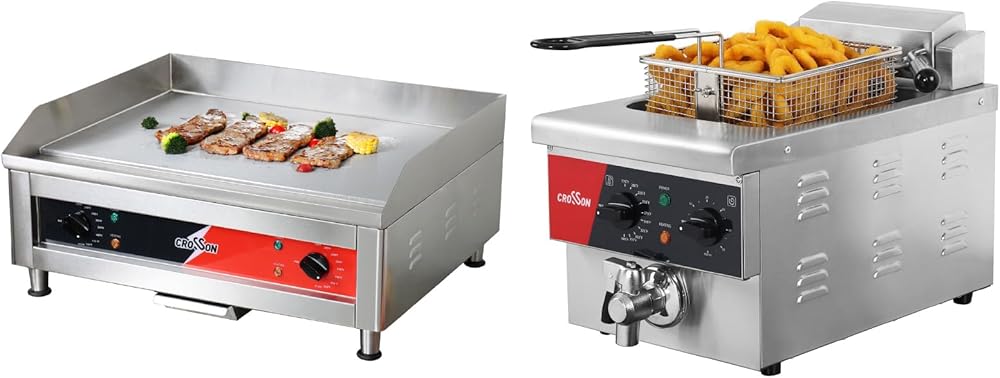 Commercial Countertop Electric Deep Fryer and Griddle
