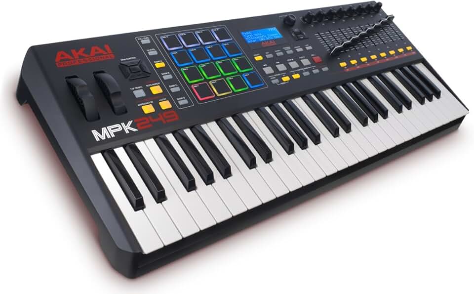 AKAI Professional MPK249 - USB MIDI Keyboard Controller with 49 Semi Weighted Keys, Assignable MPC Controls, 16 Pads and Q-Links, Plug and Play