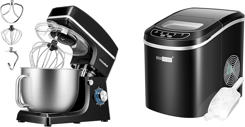 VIVOHOME 7.5 Quart Stand Mixer, 660W 6-Speed Tilt-Head Kitchen Electric Food Mixer with Electric Portable Compact Countertop Automatic Ice Cube Maker Machine