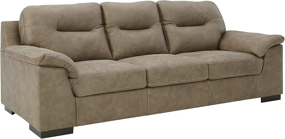 Signature Design by Ashley Maderla Faux Leather Oversized Sofa, Light Brown