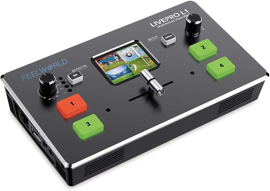 FEELWORLD LIVEPRO L1 4 x HDMI Inputs Multi Format Video Mixer Switcher USB 3.0 Output Real Time Live Streaming Multi Camera Production