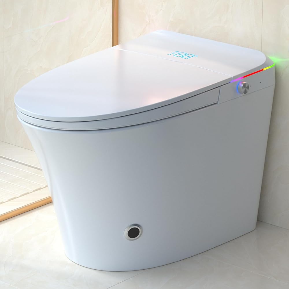 Smart Toilet with Bidet Built in, Auto Open & Close Smart Toilet with Foot Sensing, Smart Bidet Toilet with Heated Seat Smart Toilets for Bathroom with User Habit Setting