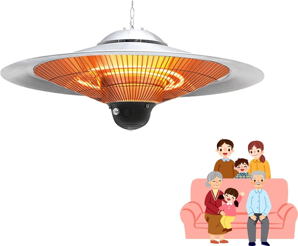2500W Electric Hanging Patio Heater, Overheat & Tip-Over Protection Outdoor Heater, Infrared Hanging Patio Heater, Outdoor Heating for Commercial and Residential (Color : Milk white)
