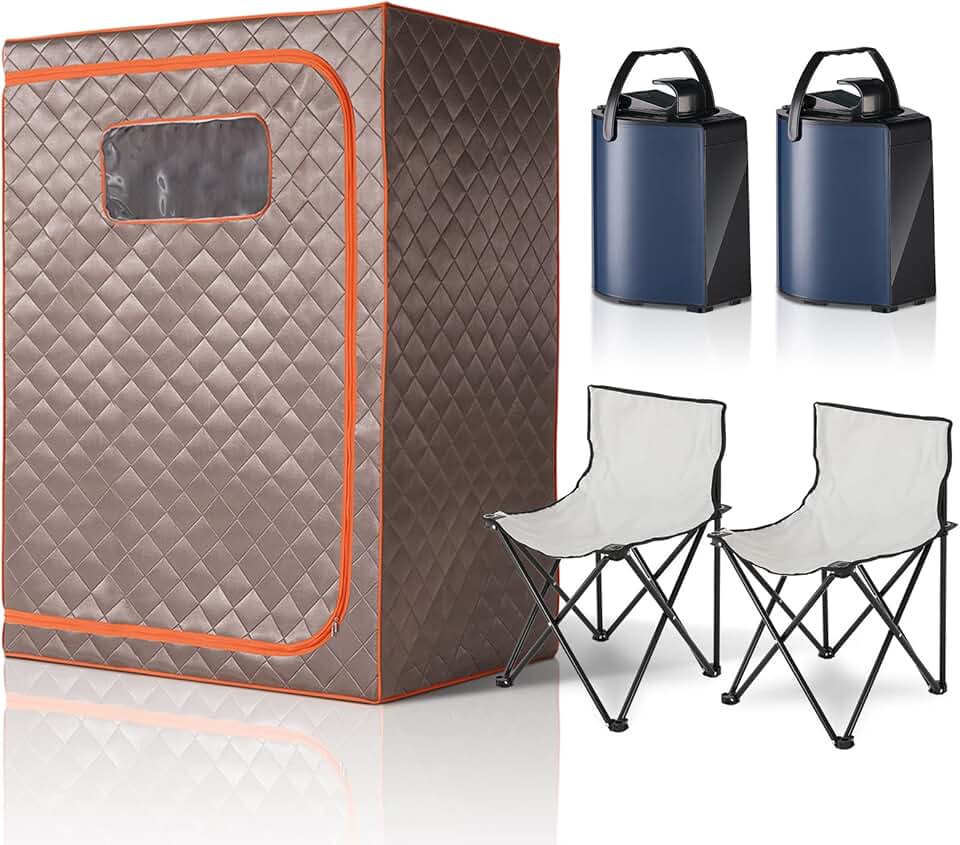 Portable Steam Sauna, 2 Person Sauna Tent, Newly Upgraded Large Space Sauna, Two Person Whole Body Spa, Includes 2 Pieces of 3L Steamer(47.28