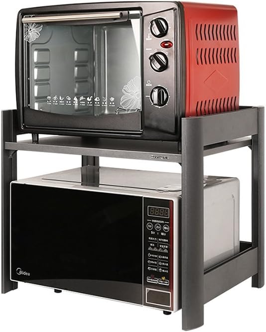 Black Matte Kitchen Racks Aluminum Microwave Shelves 2-Tier Desktop Storage Rack Spice Rack Oven Rack Pot Rack and Rice Cooker Rack