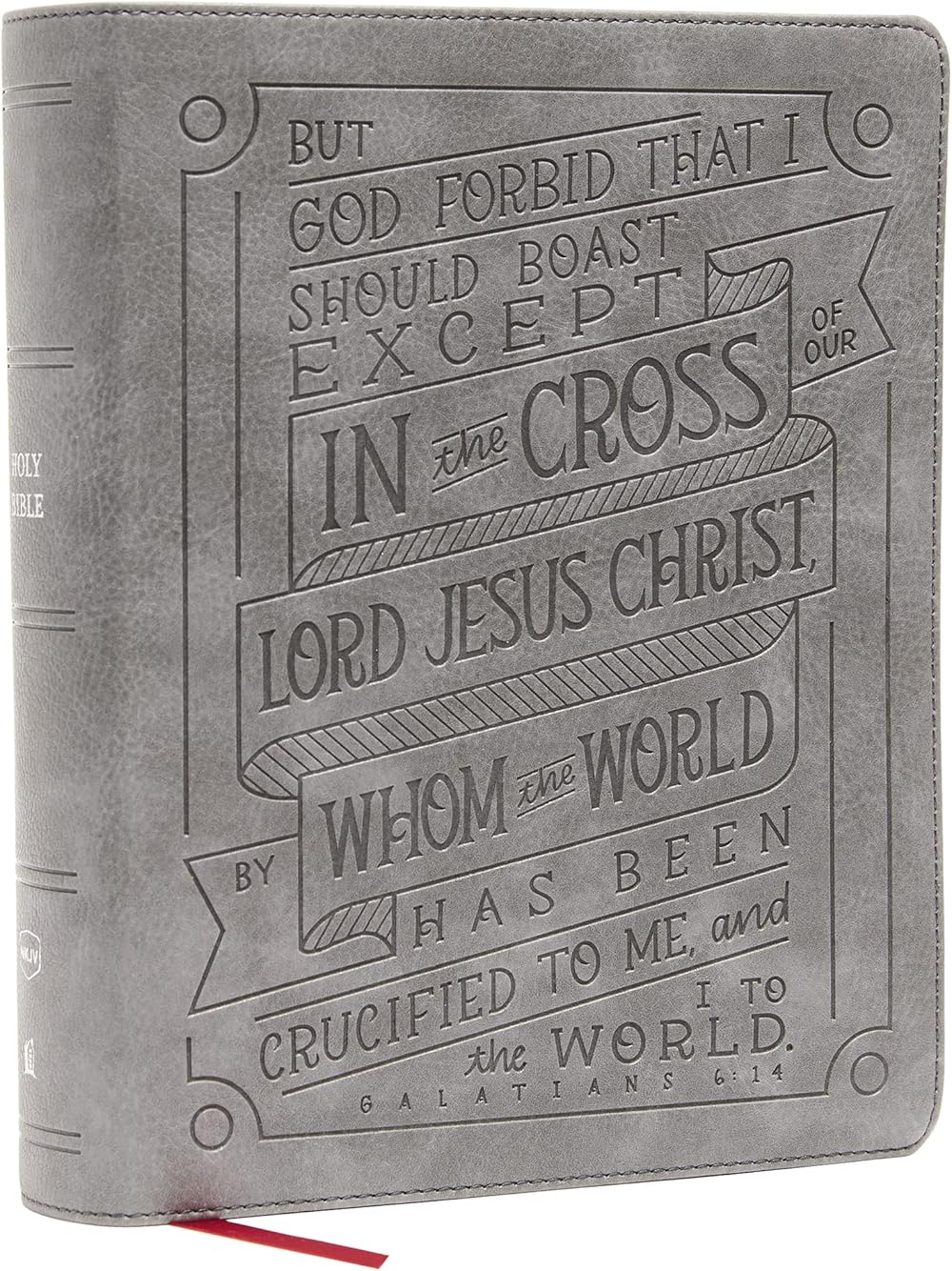 NKJV, Journal Reference Edition Bible, Verse Art Cover Collection, Leathersoft, Gray, Red Letter, Comfort Print: Let Scripture Explain Scripture. Reflect on What You Learn.