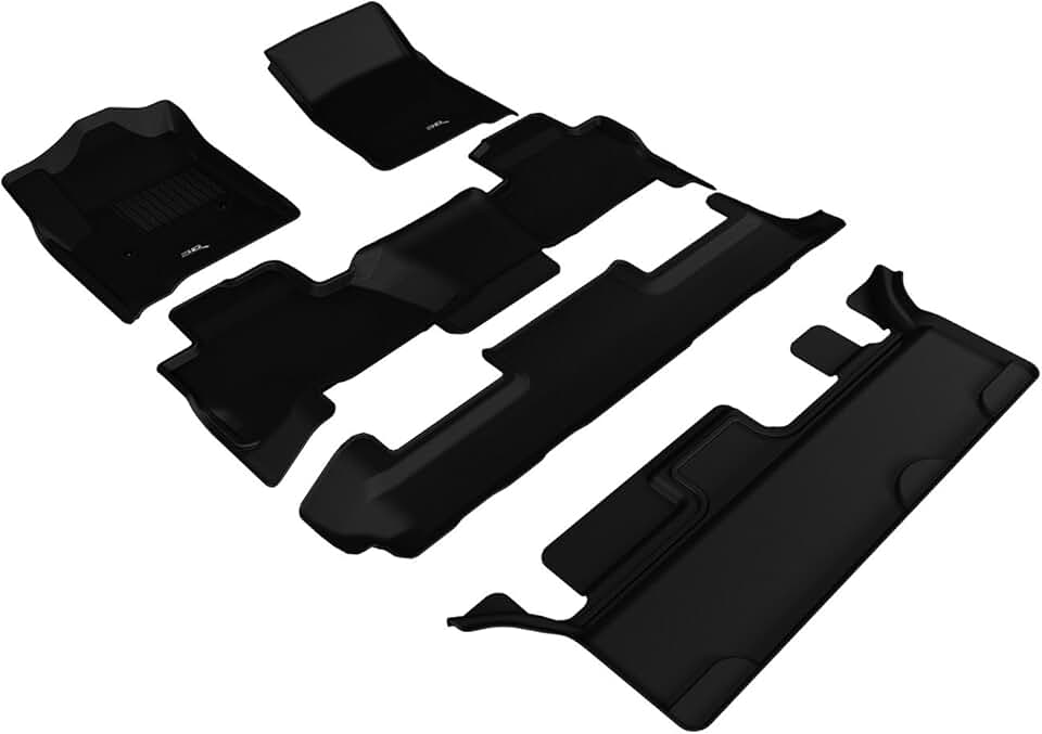 3D MAXpider L1CH06201509 All-Weather Floor Mats for Chevrolet Tahoe 2015 2016 2017 2018 2019 2020 (with 2nd Row Bench Seat) Custom Fit Car Floor Liners, Kagu Series (1st, 2nd & 3rd Row, Black)