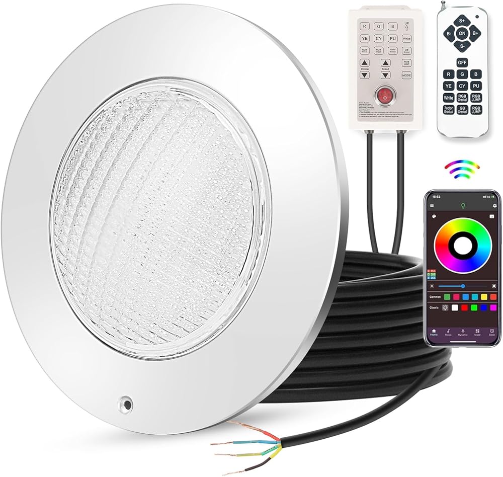 Pool lights for Inground Pool, 54W 10 Inch Large LED Multicolor Inground Pool Light with 150 Foot Cord for Wet Niche, APP Control & Remote Control