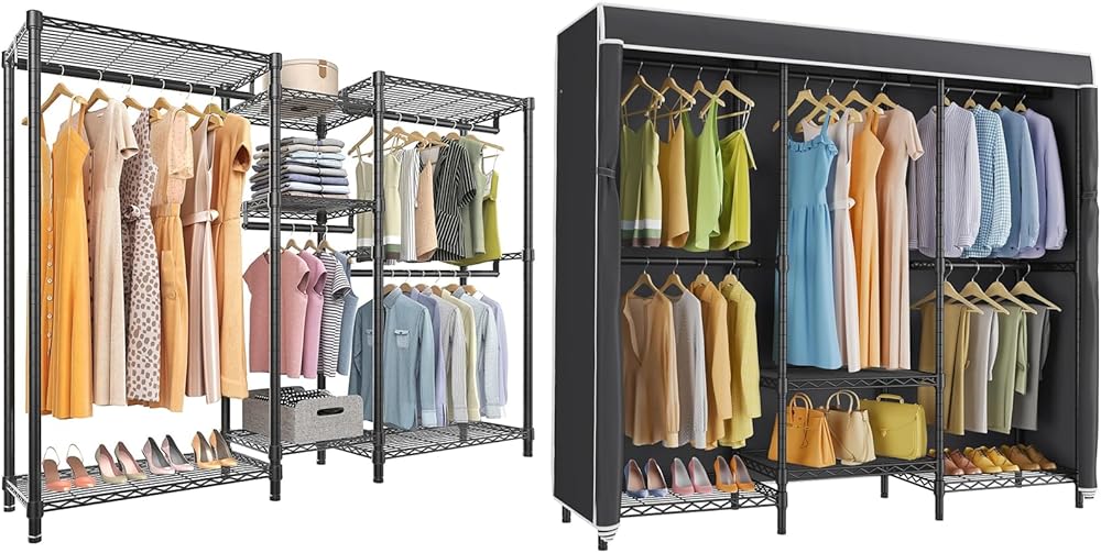 VIPEK V6 & V3C Heavy Duty Garment Rack Bundle, Clothes Rack, Portable Closet Wardrobe Freestanding Clothing Rack for Hanging Clothes, Max Load 750lbs & 830lbs