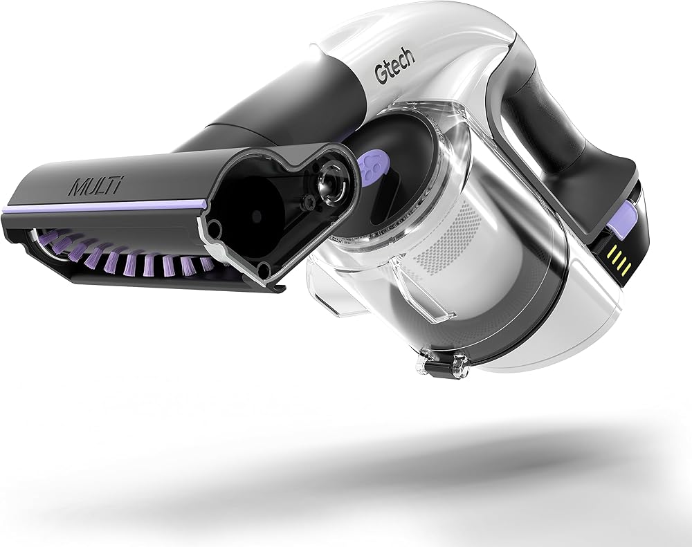 Gtech ATF061 Multi Platinum | Cordless Handheld Vacuum | Lightweight and Scented | 30 mins Runtime, White/Purple