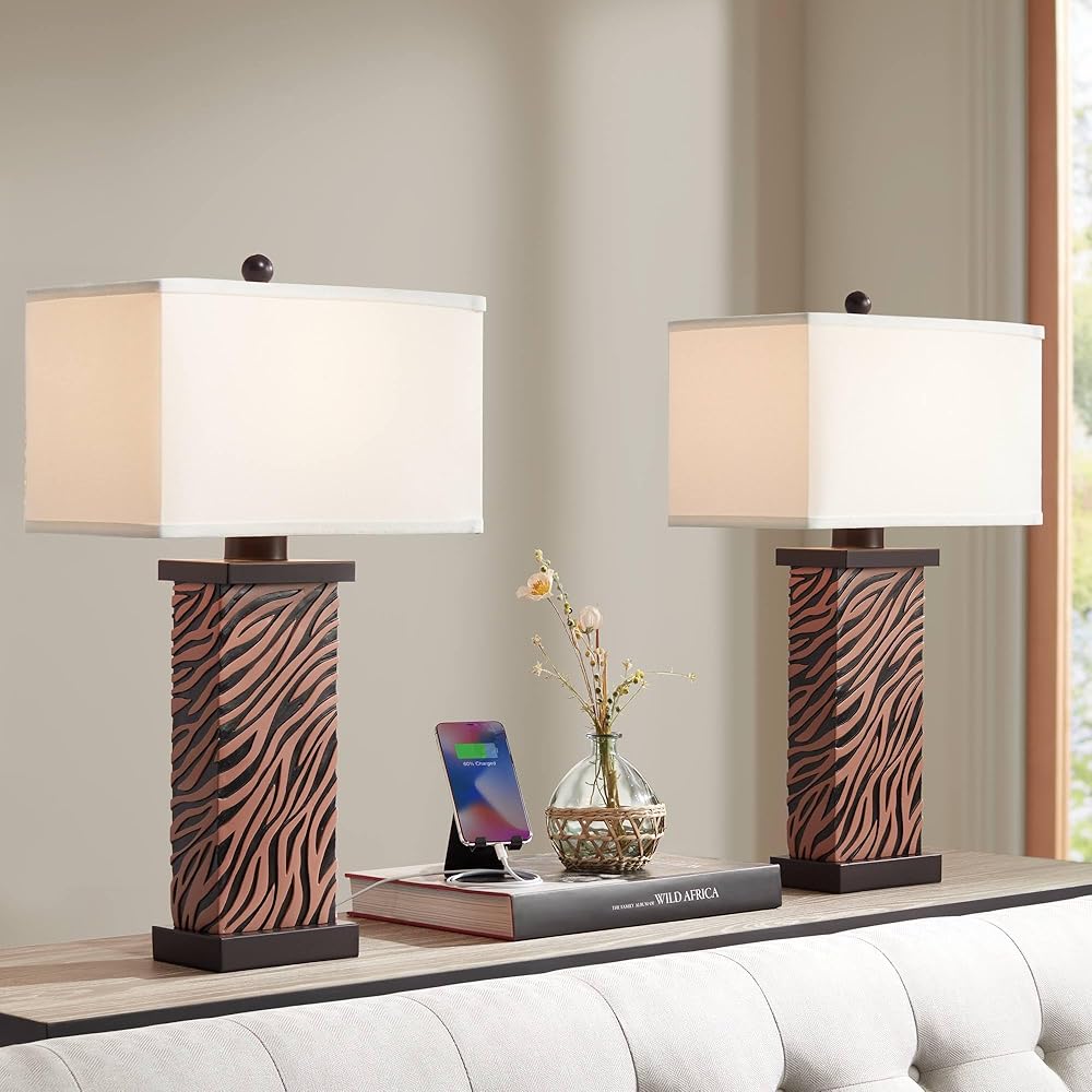 360 Lighting Modern Table Lamps Set of 2 with USB Charging Port 27