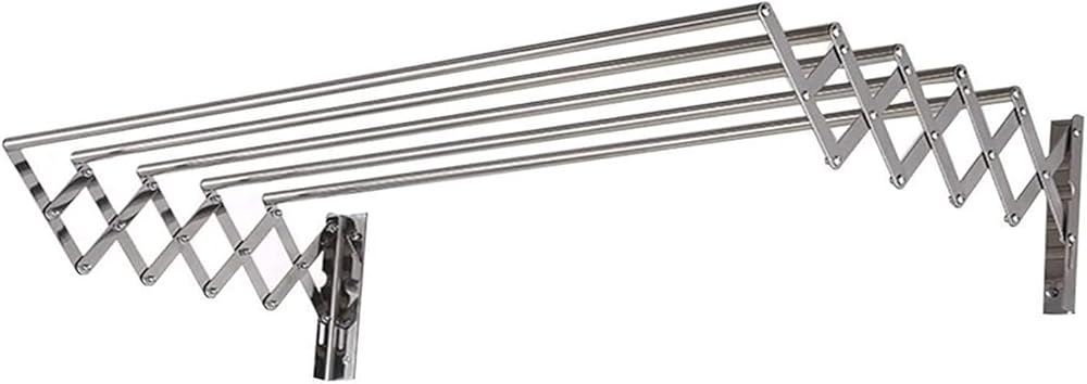 Laundry Drying Rack Airer -Wall Mounted Retractable Clothes Drying Rack Horse Collapsible Folding Clothes Hanger 5 Rail Towel Bar Dryer Easy Storage (Size : 40cm)