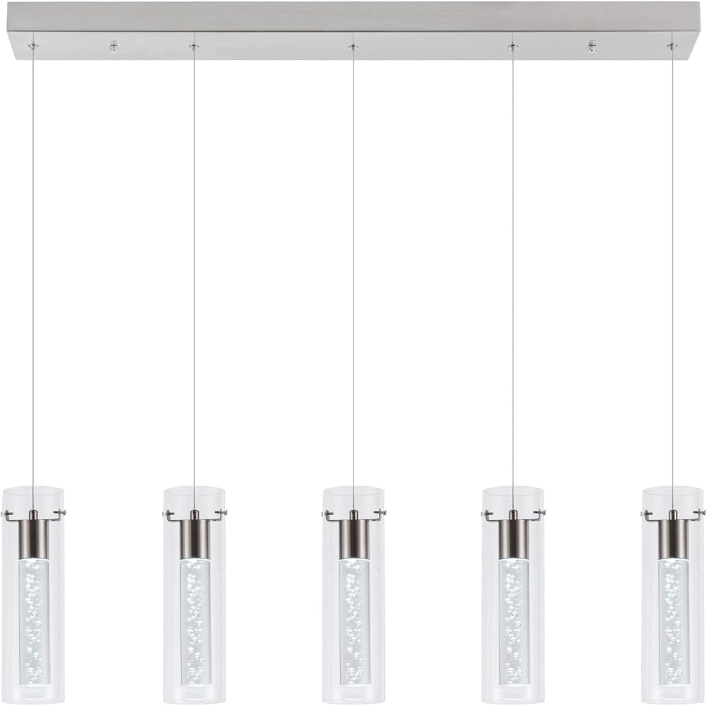 pendant lights kitchen,Brushed Nickel Remote Control Dimmable led pendant lighting,3D modern pendant light for Kitchen dinning room, living room,corridor, cafe bar, club, restaurant,
