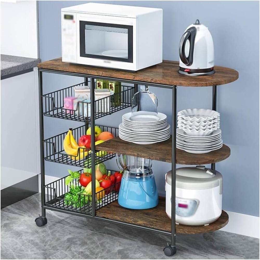 Microwave Oven Rack Microwave Stand 3 Tier Microwave Shelf Kitchen Storage Rack with Wheel Casters for Microwave Oven Seasoning Organizer Rack Microwave Shelf Microwave Rack (Color : C)