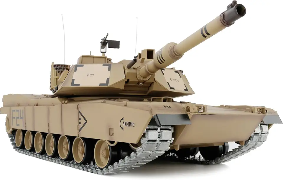 Heng Long Modified Edition 1/16 2.4ghz Remote Control US M1A2 Abrams Tank Model(360-Degree Rotating Turret)(Steel Gear Gearbox)(3800mah Battery)(Metal Tracks &Sprocket Wheel & Idle Wheel)