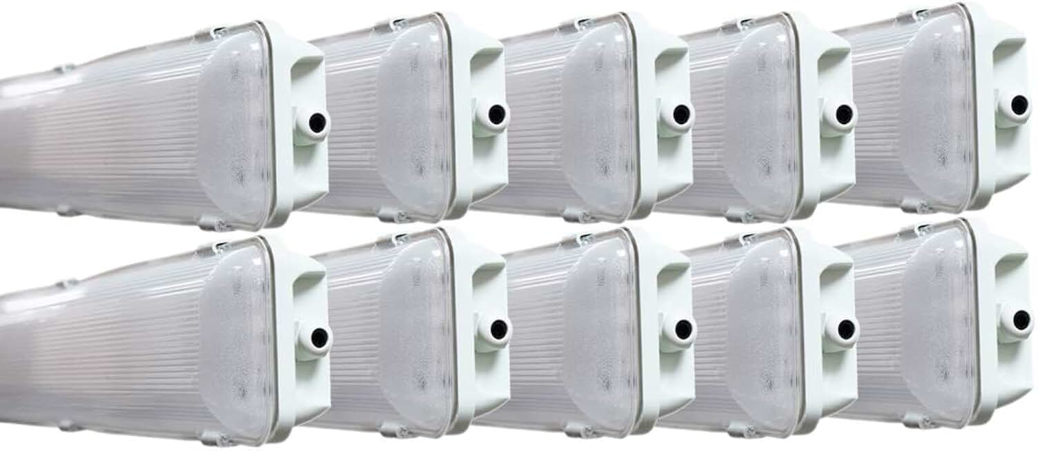 2 FT 4500K 36W LED Vapor Tight Lights | Commercial Indoor/Outdoor Hardwired IP65 Waterproof Fixtures | 3600 Lumens | Detachable LED Strips (10-Pack)