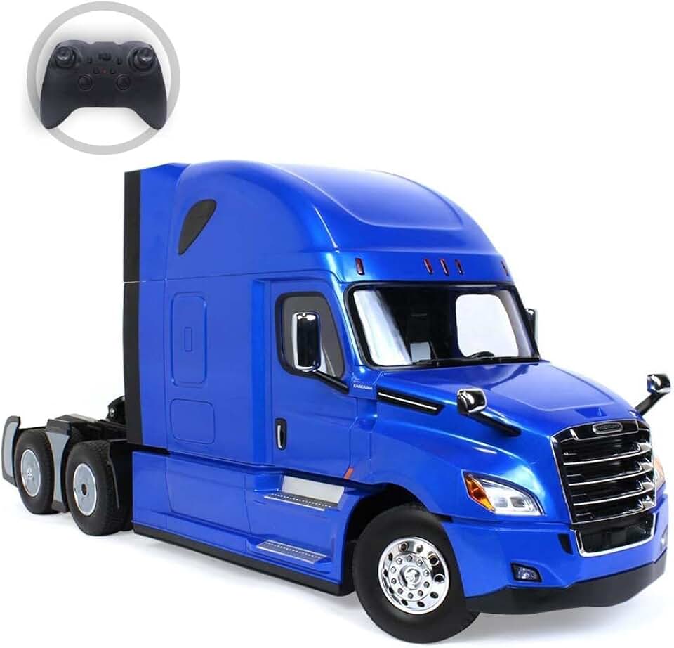 Diecast Masters RC Truch Freightliner Cascadia Truck | Fully Functional Radio Control Raised Roof Sleeper Cab | 1:16 Scale Model Remote Control Truck, RC Semi Truck | Diecast Model 27006