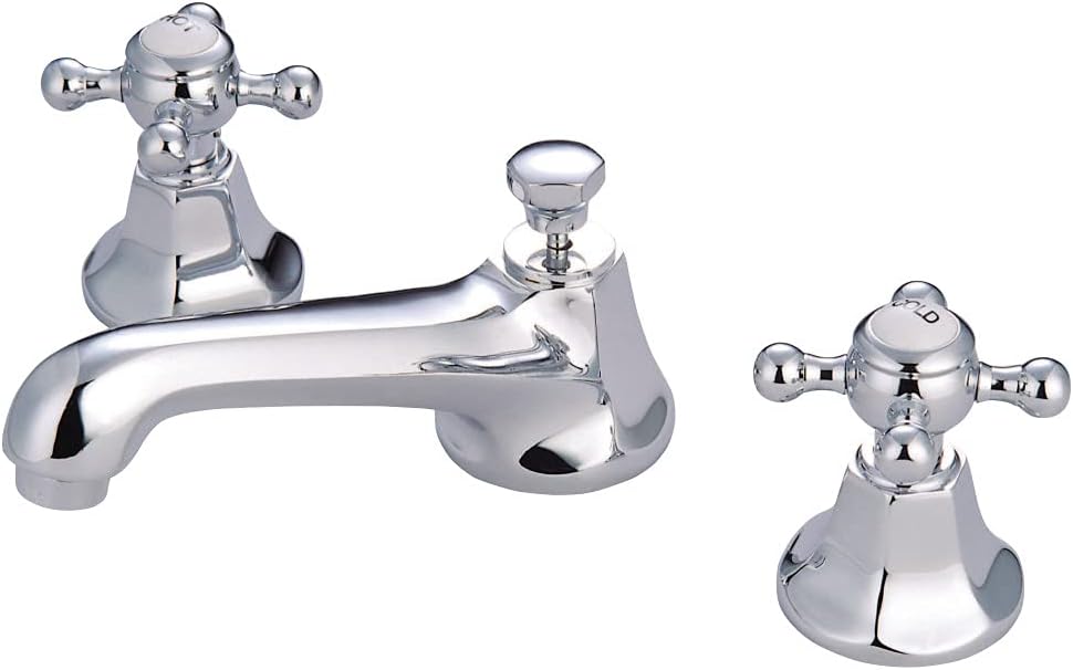 Kingston Brass KS4461BX Metropolitan Widespread Lavatory Faucet with Metal Cross Handle, Polished Chrome, 8-Inch Adjustable Center