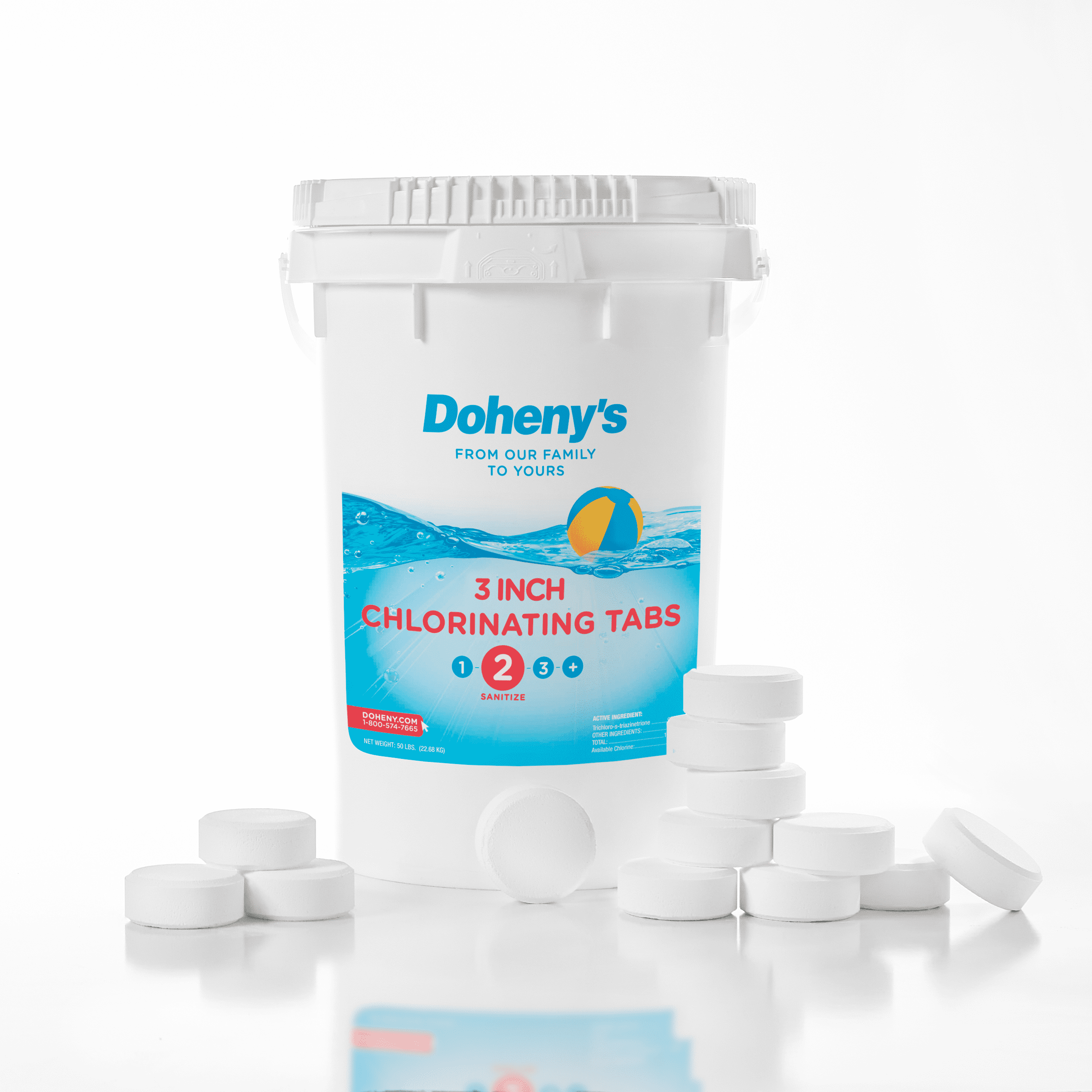 Doheny s 3 Inch Swimming Pool Chlorine Tablets | Pro-Grade Pool Sanitizer | Long Lasting   Slow Dissolving | Individually Wrapped | 99% Active Ingredient, 90% Stabilized Chlorine | 50 LB Bucket