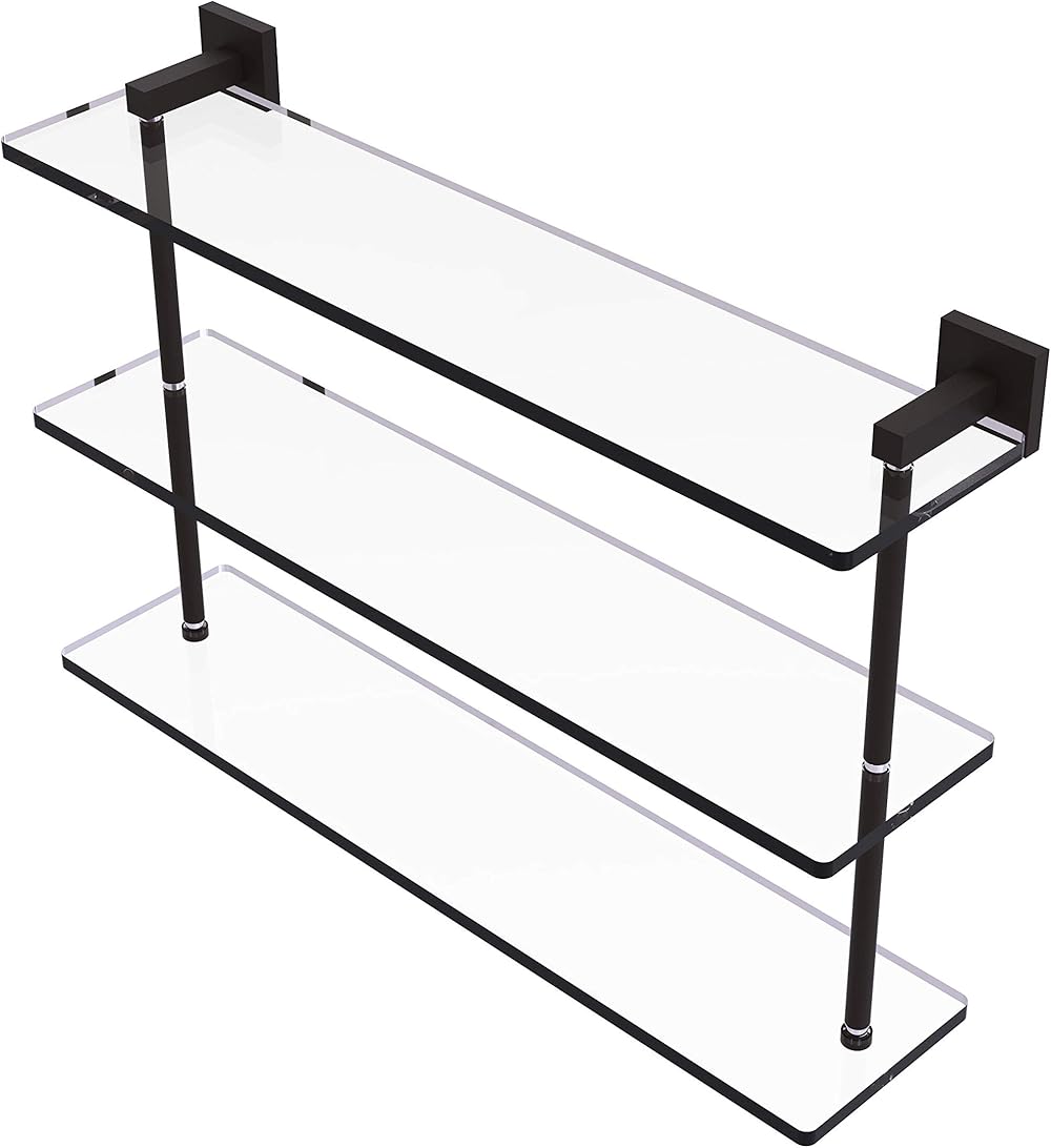 Allied Brass MT-5-22 Montero Collection 22 Inch Triple Tiered Glass Shelf, Oil Rubbed Bronze