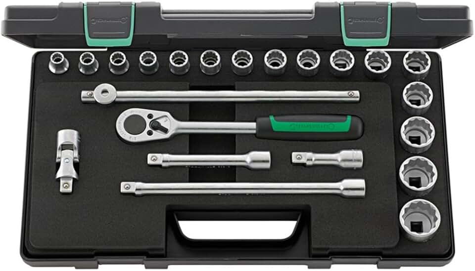 Stahlwille 96031447 Bi-Hex Socket Set with Ratchet - 1/2