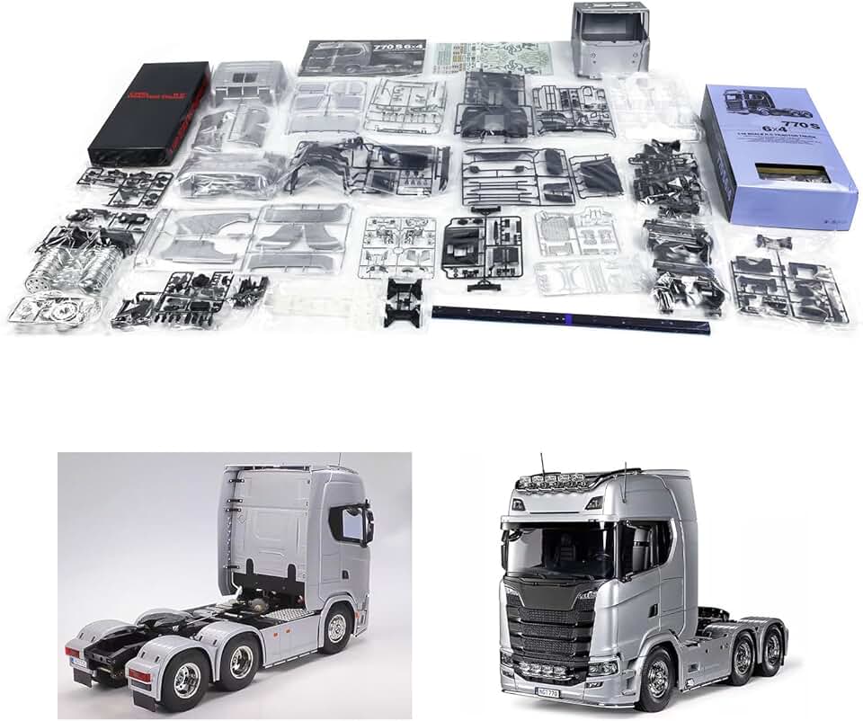 1/14 6X4 770S RC Tractor Truck 56373 Silver 3-Speed Remote Control Car Model Kit for Adult Hobby