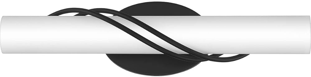 Quoizel PCSQ8519MBK Serenade Contemporary White Etched Glass Medium Bathroom Vanity Light Wall Mount, Integrated LED 20 Watts, 5