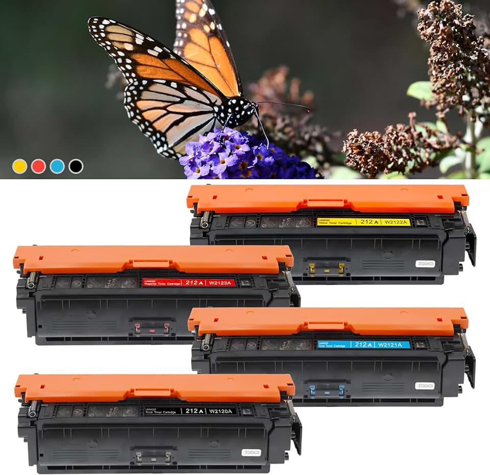 212A Toner Cartridges 4 Pack，Black, Cyan, Magenta, Yellow for HP Color Laserjet Enterprise M555,M554 Series, Color Laserjet Enterprise MFP M578 Series 212a Toner