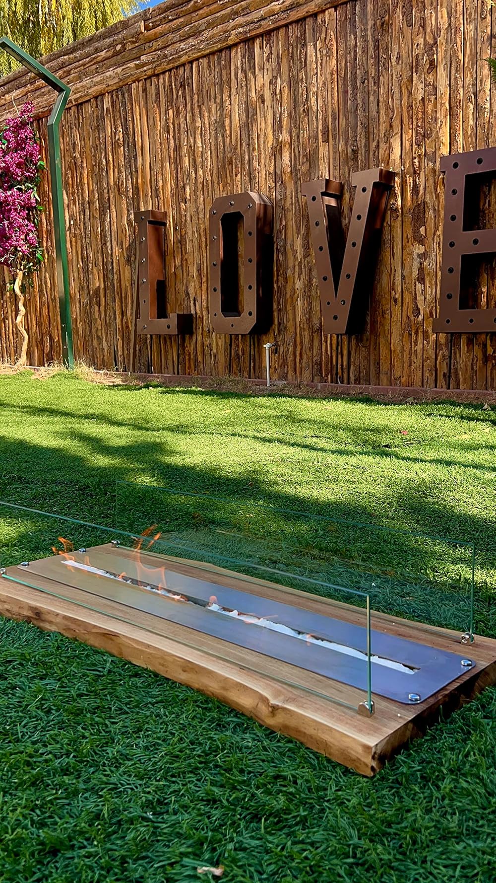 Walnut Fireplace with Dark Bark, New Home Gift, Outdoor Decor, Wedding Gift, Indoor Decor, Indor, Outdoor, Birthday Gift, Handmade, Decor, Wood, Desktop Fireplace