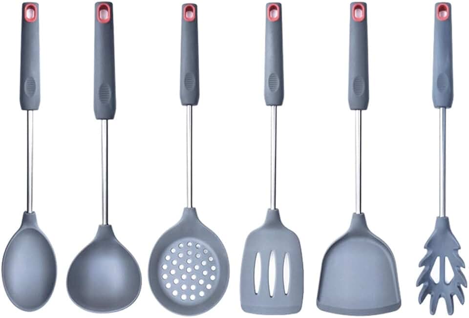 Silicone Pot Shovel Cooking Spoon Shovel Silicone Kitchenware Pot Shovel Soup Spoon Kitchen Utensils, 6 pieces