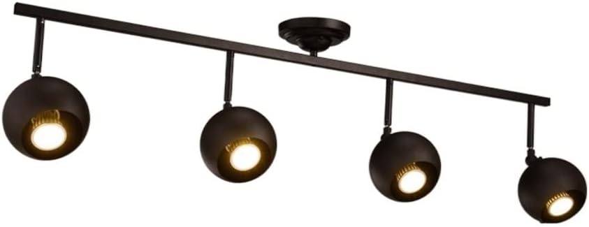 Black Iron Ceiling Spotlights Industrial Retro Bar Desk Track Lights Personalized Clothing TV Wall Mounted Long Pole Spotlights Fittings (Size : 4-Lights)
