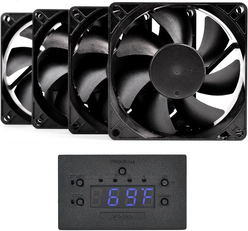 PROCOOL AVP-480T Silent AV Cabinet Cooling Fan System/Temperature Control with Auto Speed Control Fans//Home Entertainment AV Cooling/DIY Fan