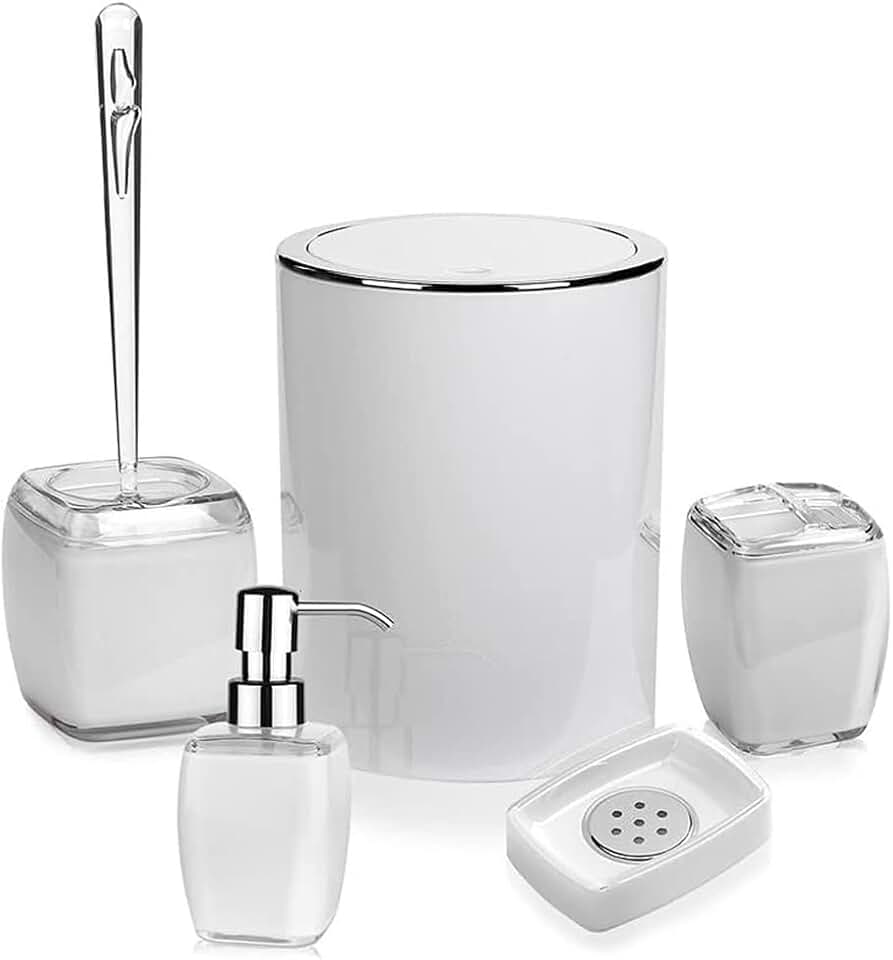 Bathroom Set Family Bathroom Decoration Set Soap Dispenser Lotion Bottle Trash Can(D)
